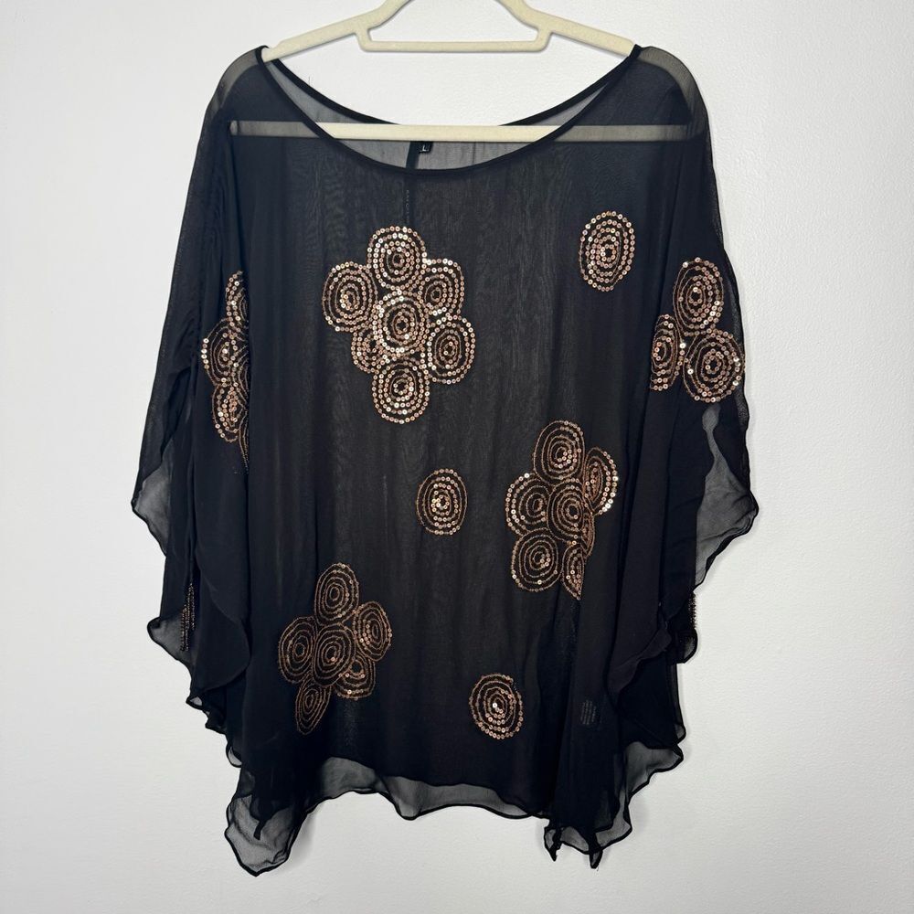 Kay Celine black beaded blouse size large